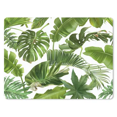 Produktbild von MuchoWow® Mauspad Mousepad Blätter - Weiß - Muster - Mädchen - Kinder - Jungen - Kinder 23x19 cm - Mousepads - Maus Mat - Pad - Mausunterlage - Schreibtischunterlage - Mauspad