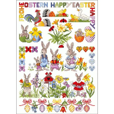 Productafbeelding van Lindner's Kreuzstiche "Happy Easter", kruissteekpatroon, artikelnummer 032