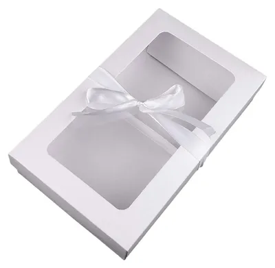 Produktbild von 5 Geschenkschachteln verschiedene Varianten m. Sichtfenster Geschenkbox Farbwahl, Größe:27.5 x 15.5 x 6 cm, Farbe:weiß