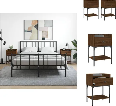 Produktbild von vidaXL Nachttische 2 Stk. Braun Eichen-Optik 40,5x31x60 Holzwerkstoff -  Nachttische