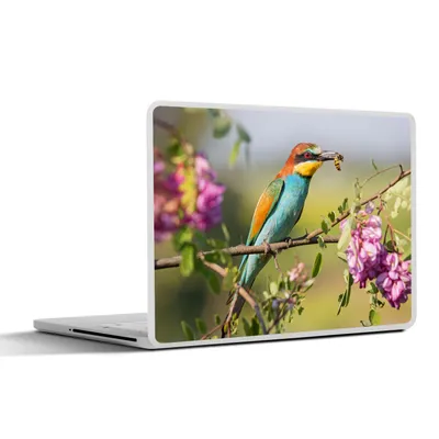 Produktbild von MuchoWow® Laptop Aufkleber Sticker Cover Vogel - Bienenfresser - Blumen 25x18 cm - Laptop-Deko