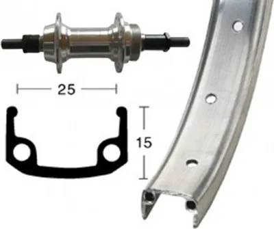 Image de Roue H 24x1.9Alu, jante en alu argent, avec jante en zinc, 36L
