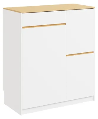 SoBuy Küchenschrank FSB111-WN mit Holzdekor-Decke und weißen Türen in 38x80x90 cm