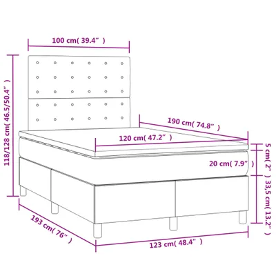 Produktbild von vidaXL Boxspringbett mit Matratze & LED Schwarz 120x190 cm Stoff