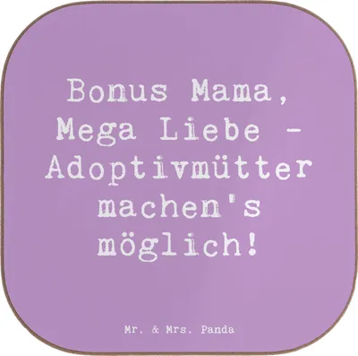 Produktbild von Mr. & Mrs. Panda Untersetzer für Gläser Spruch Adoptivmutter Liebe - Lavendeltraum - Geschenk, Familie, Adoptivkinder, gläseruntersetzer, Getränkeuntersetzer, Weihnachten