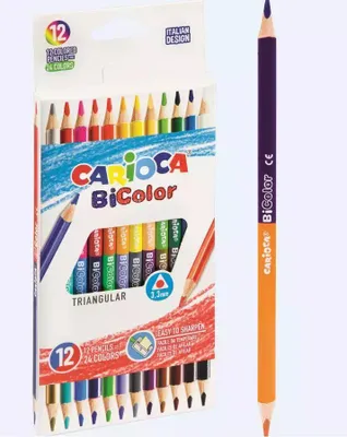 Zdjęcie produktu dla Carioca Kredki Ołówkowe Trójkątne BiColor 24 kolory