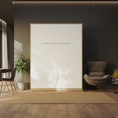 Produktbild von Schrankbett SMARTBett 160x200cm Vertikal  Klappbett & Wandbett Wildeiche/Weiss mit Matratze 160cm