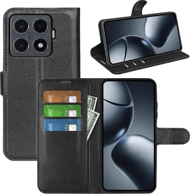 Produktbild von Für Xiaomi 15T Pro Kunstleder Flip Book Wallet Handy Tasche Hülle Cover Schwarz