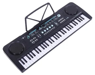 Obrázek produktu pro Elektronické klávesy s 61 klávesami, 100 tónů, 100 rytmů, 50 ukázkových skladeb, 2 stereofonní reproduktory, LED displej, vstup pro mikrofon a sluchátka – elektronické klávesy pro děti
