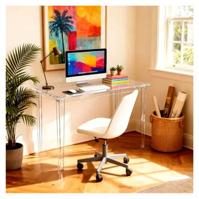 Produktbild von Acryl Schreibtisch für Büro und Arbeitszimmer (Transparent, 100 cm)