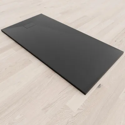 Produktbild von i-flair SMC Duschwanne 180x90 cm – 26 mm flach inkl. Ablaufgarnitur mit Deckel, Schwarz