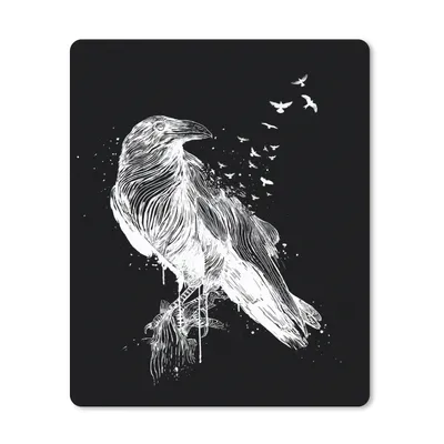 Produktbild von MuchoWow® Mauspad Mousepad Krähe - Vogel - Schwarz - Weiß 19x23 cm - Mousepads - Maus Mat - Pad - Mausunterlage - Mauspads - Spielen