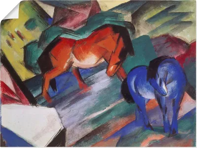 Produktbild von Franz Marc: Rotes und blaues Pferd. 1912, Produkt:Poster, Größe:45x60 cm / Poster