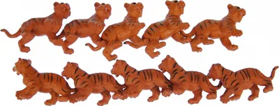 Produktbild von 10x Tigerbaby Aufstellfigur Miniblings Gummitier Tiger Tierfigur Zoo Orange