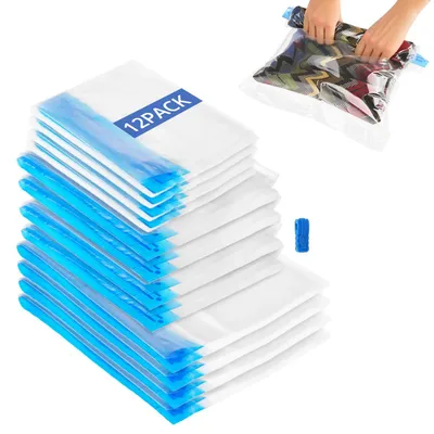 Zdjęcie produktu dla Worki próżniowe do podróży - zestaw 12 sztuk w 3 rozmiarach
