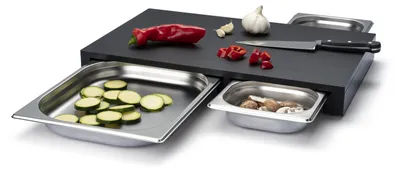 Produktbild von Continenta Schneidebrett mit 3 Edelstalh Schubladen - Duracore - 50x33 cm