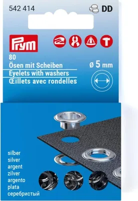 Ösen mit Scheiben Nachfüllset, 5 mm, silberfarbig, 80 St.
