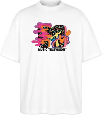 Produktbild von Spreadshirt MTV Music Television Buntes Trippy Logo Oversize Uni T-Shirt, XL, Weiß