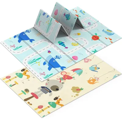 Produktbild von Arvioo Premium Spielmatte Baby, Krabbelmatte 180x120cm, EXTRA DICK 10mm Beidseitig Babymatte mit Tragetasche, Rutschfest Spieldecke für Babygeschenk