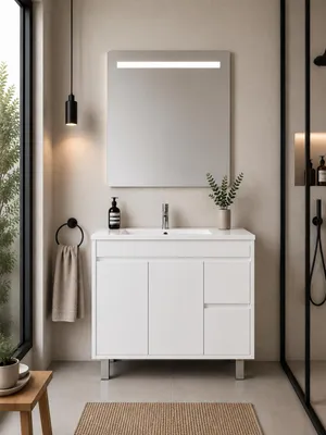 ORIGEN BATH ISQUIA Badmöbel mit Waschbecken 80x40 cm, Weiß