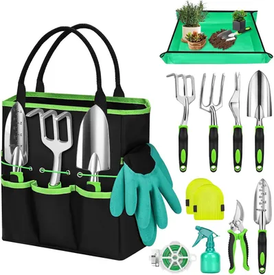 Produktbild von Gartengeräteset 12-teilig, Gartenschaufeln und Tasche, für Gartenarbeit