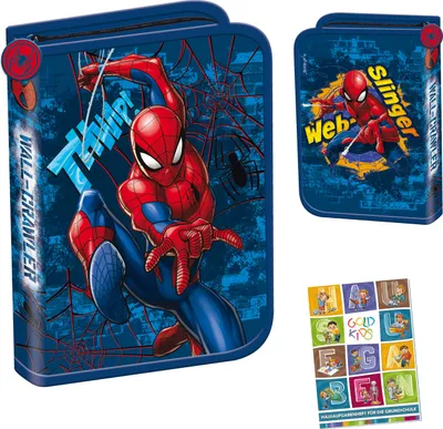 Produktbild von Federmappe Federmäppchen Federtasche Schüleretui Stiftetasche Schlamper-Etui Schul-Etui ohne Inhalt Marvel Spiderman Motiv inkl Hausaufgabenheft