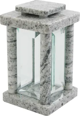 Produktbild von Grablampe viereckig gerundet Granit Viscont White