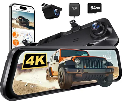 Produktbild von 4K Autokamera - G850 Pro Dual Dashcam - Front/Heck 4K/1080P Aufnahme - 30 cm (12") Touchscreen-Spiegel - WiFi GPS ADAS - Nachtsicht WDR 170° - 64 GB SD, ohne Hardwire-Kit