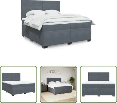 Produktbild von The Living Store Boxspringbett mit Matratze Dunkelgrau 200x200 cm Samt