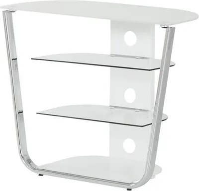 Produktbild von TV-Rack MEDIA mit 3 Ablagen, Metall, Weißglas, Kabelführungen, ESG-Sicherheitsglas