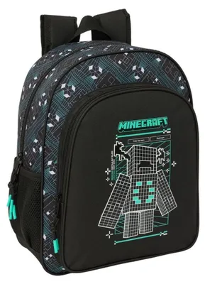 Productafbeelding van Safta Minecraft rugzak, 38 cm, geschikt voor gebruik met een trolley – kinderrugzak met flessenvakken