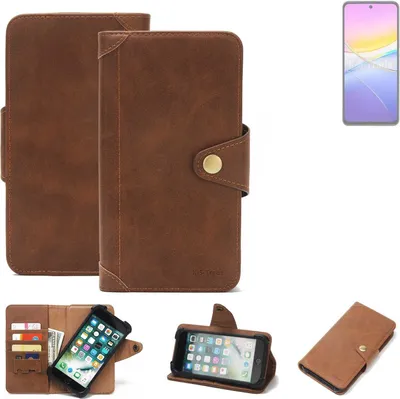 Produktbild von K-S-Trade Handyhülle kompatibel mit Vivo Y37 Pro 5G Schutz Hülle Walletcase Bookstyle Tasche Case Handytasche Wallet Flipcase Cover PolyurethanBraun (1x)