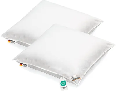 Produktbild von 2 Stück Kopfkissen waschbar Allergiker Baumwollbezug Klimafaser 80x80