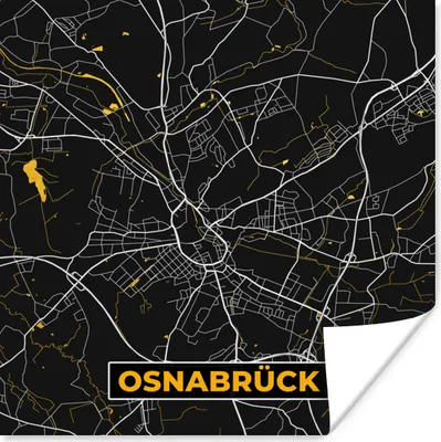 Produktbild von MuchoWow® Poster Osnabrück - Gold - Karte - Stadtplan - Deutschland 100x100 cm - Babyzimmer