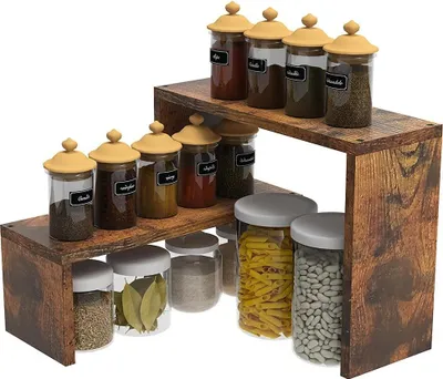 Produktbild von Hoekkruidenrekken - stapelbar und erweiterbar - 2 Stück - braun - Holz
