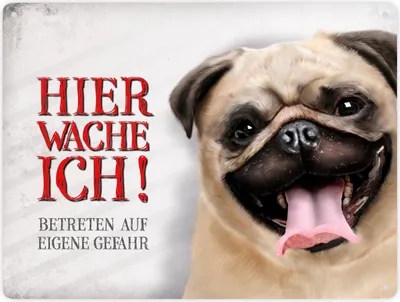 Produktbild von Betreten auf eigene Gefahr - Hier wache ich! Metallschild XXL mit Mops Motiv