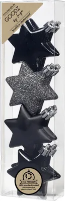 Produktbild von Christbaumschmuck Sterne 6cm Kunststoff 8er Set - Schwarz Mix