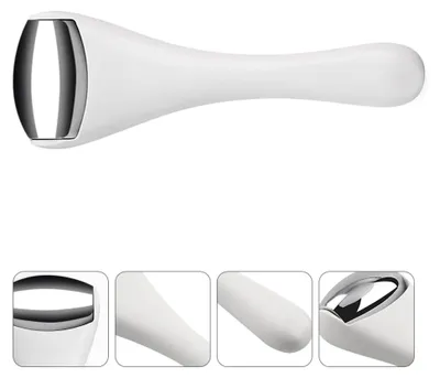 Produktbild von Gesichtsmassagegerät mit Edelstahl-Eisrolle zur Pflege von Augen und Gesicht