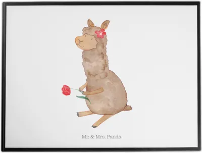 Produktbild von Mr. & Mrs. Panda schreibtischunterlage Alpaka Blume - Weiß - Geschenk, Lamas, Spruch, tischschutz, Schreibunterlage, malmatte, schreibtischunterlagen, Lama