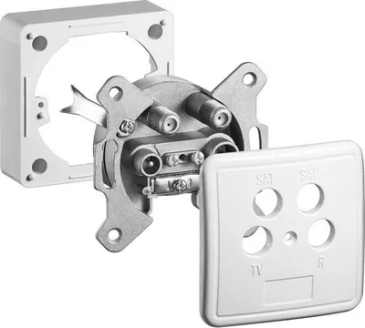 Produktbild von Goobay 61089 Komplett Set: 4-Loch Antennen-Dose, 2 dB, DC-Durchgang - Stich-/Enddose mit AP Rahmen und Abdeckung