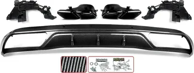 Produktbild von Heckstoßstangen-Diffusor, Carbonfaser-Look, kompatibel mit Nicht-AMG-Modellen, wie gezeigt