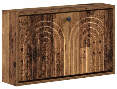 Image de vidaXL Armoire à chaussures à fixer au mur, modèle ALKMAAR, 71 x 17 x 43 cm, en bois vieilli