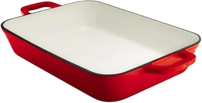 Imagen del producto de Sartén de hierro fundido esmaltada, 3,2 litros, color rojo