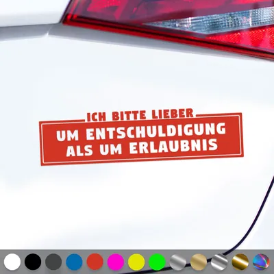 Produktbild von PantherPixel Erlaubnis Aufkleber Verzeihung Entschuldigung Sticker Auto Geschenkidee Farbe Rot