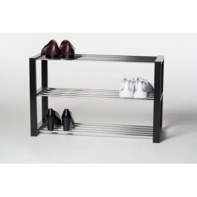 Produktbild von Schuhregal Luis 3 schwarz verchromte Stangen 12 Paar Schuhe
