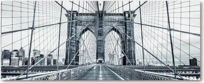 Produktbild von Tulup® Leinwandbild - 125x50 cm - Wandkunst - Drucke auf Leinwand - Leinwanddruck  - Sehenswürdigkeiten & Architektur - Schwarzweiß - Brooklyn-Brücke