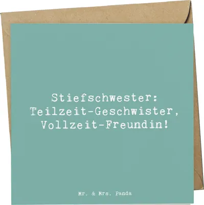 Produktbild von Mr. & Mrs. Panda Grußkarte Spruch Stiefschwester Freundin - Meeresbrise - Geschenk, Familienrollen, faltkarte, anlasskarte, Vertrauen, Familie und Verwandte, Klappkarte