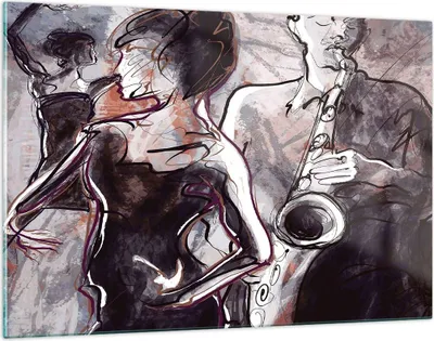 Produktbild von Bilder auf glas - Jazz Musik Musiker - 120x80cm - Glasbilder - Wandbilder - Kunstdruck - zum Aufhängen bereit - Wanddekoration aus Glas - Glas Bilder - Wandbild auf Glas - Einteilig - GAA120x80-3572