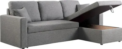 Immagine prodotto di Divano angolare trasformabile/reversibile con cassapanca "Alain II" - 3 posti - Grigio chiaro