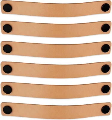 Productafbeelding van Leren Handgrepen voor Meubels - Vintage - 6 Stuks - 25 x 3 cm